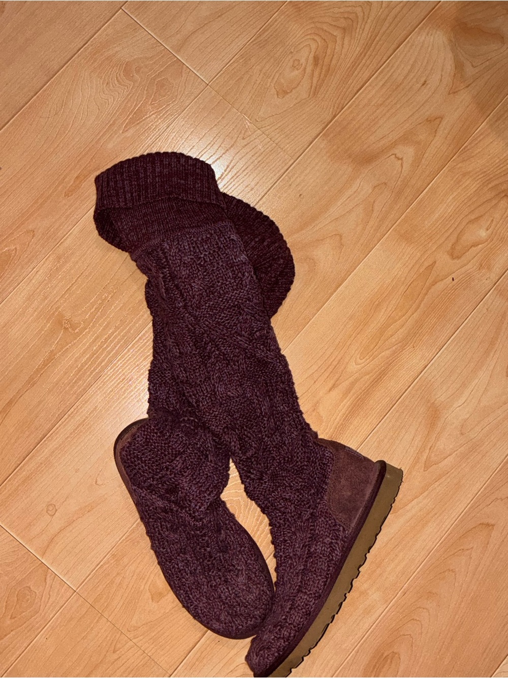 UGG Knit Over-the-Knee Boot Socks in Deep Plum Sz 8